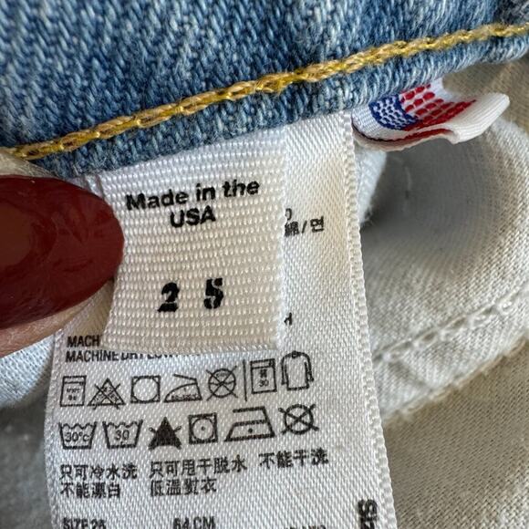 Vintage American Apparel High-Waisted Light Blue Denim Shorts Rolled Hem - Picture 2 of 7